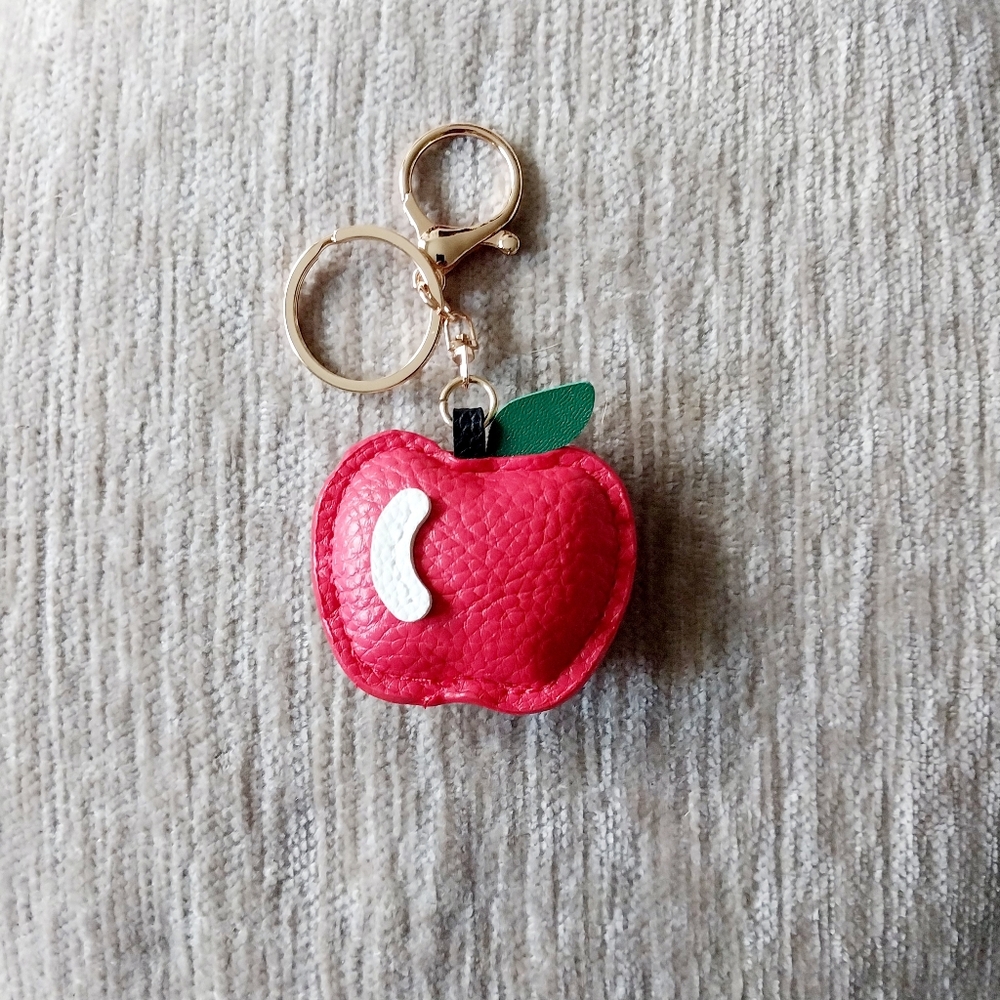 APPLE Bag Charm Red Puffy Keychain